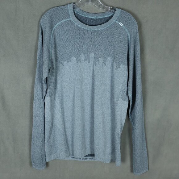 Lululemon Shirt Mens Large Blue Metal Vent Tech Skyline Active Long Sleeve - Picture 1 of 12